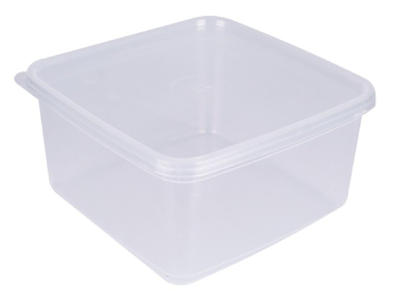 Square plastic containers for microwaves and refrigerators, transparent color, double thickness, multiple sizes (20 packs) (1500 - 2000) ml