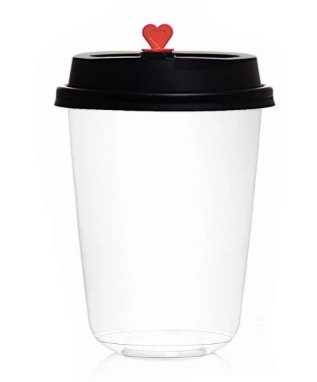 Plastic Transparent Cup U-Shape with Black Lid - 14 oz ( 50 pcs)