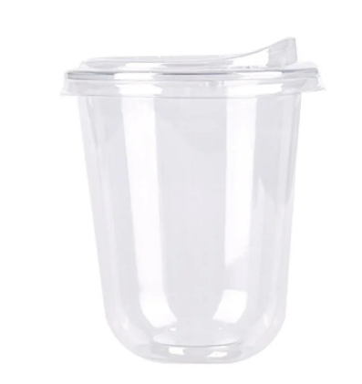 Plastic Transparent Cup U Shape with Starbucks lid - 12 oz (50 pcs)