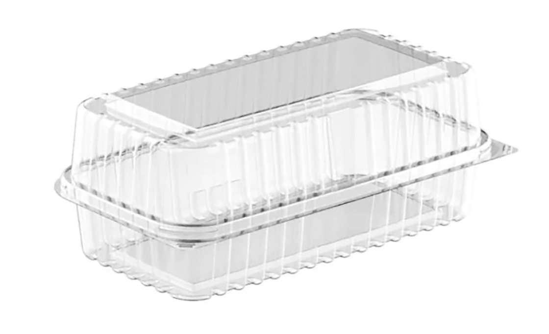 Rectangular plastic box for cakes and desserts with a connected lid, transparent color, multiple sizes (100 packs) (Small - Medium - Large)