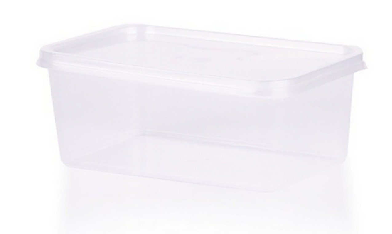 Rectangular plastic containers for microwave, transparent color, multiple sizes (500 - 750 - 1000 - 2000) millie